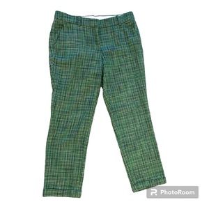 J CREW BLUE & GREEN CAFE’ CAPRI TWEED PANT, SIZE 4